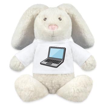  Laptop-Illustration Blau - MiniFeet® RecycelHase® Creme - Weiß - Vorne