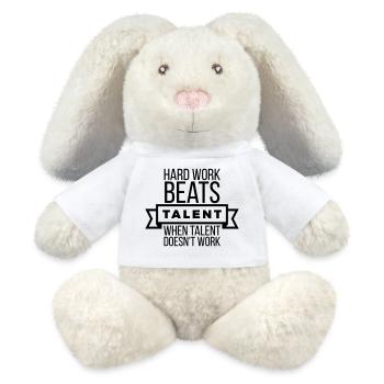Hard Work Beats Talent - Motivation Black - MiniFeet® RecycelHase® Bunny Cream - white - Front