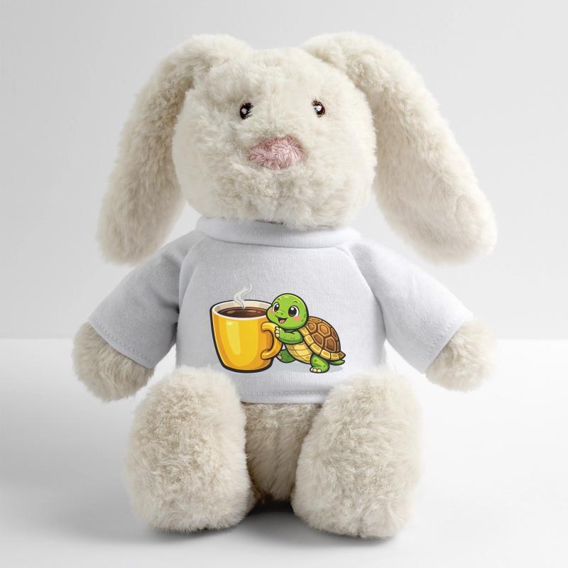 Kaffeeturtle mit dampfendem Becher MiniFeet® RecycelHase® Creme