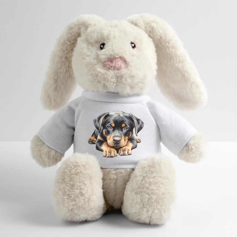 Chiot Rottweiler Lapin en peluche recyclé MiniFeet® Crème