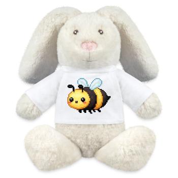 Pixel Bee Mignonnes Abeilles Rétro - Lapin en peluche recyclé MiniFeet® Crème - blanc - Devant
