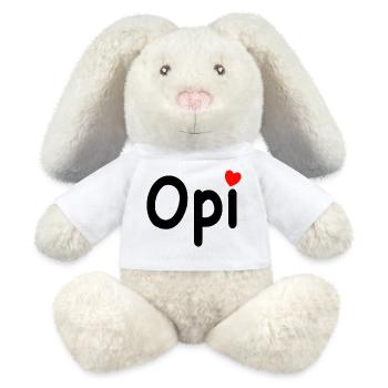 Grand-père, grand-père, fête des pères - Lapin en peluche recyclé MiniFeet® Crème - blanc - Devant