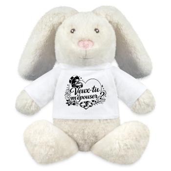veux_tu_m-pouser - Lapin en peluche recyclé MiniFeet® Crème - blanc - Devant