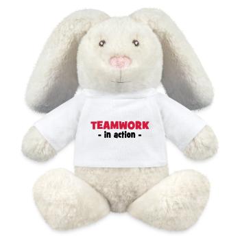 Teamwork in Action - MiniFeet® RecycelHase® Creme - Weiß - Vorne