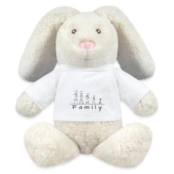 Famille de figurines en bâton - Lapin en peluche recyclé MiniFeet® Crème - blanc - Devant