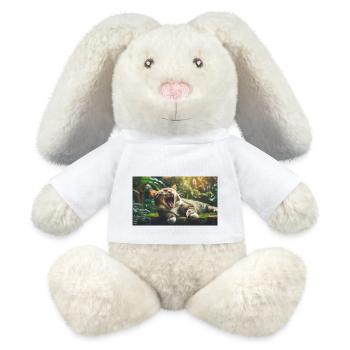 Niedliche Tiere chillen – Katze - MiniFeet® RecycelHase® Creme - Weiß - Vorne
