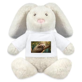 Niedliche Tiere chillen – Faultier - MiniFeet® RecycelHase® Creme - Weiß - Vorne