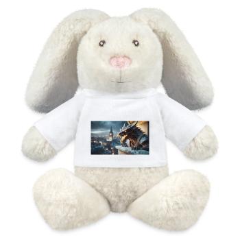 Gargoyle mit einem bösen Lächeln Monster dunkler Horror - MiniFeet® RecycelHase® Creme - Weiß - Vorne