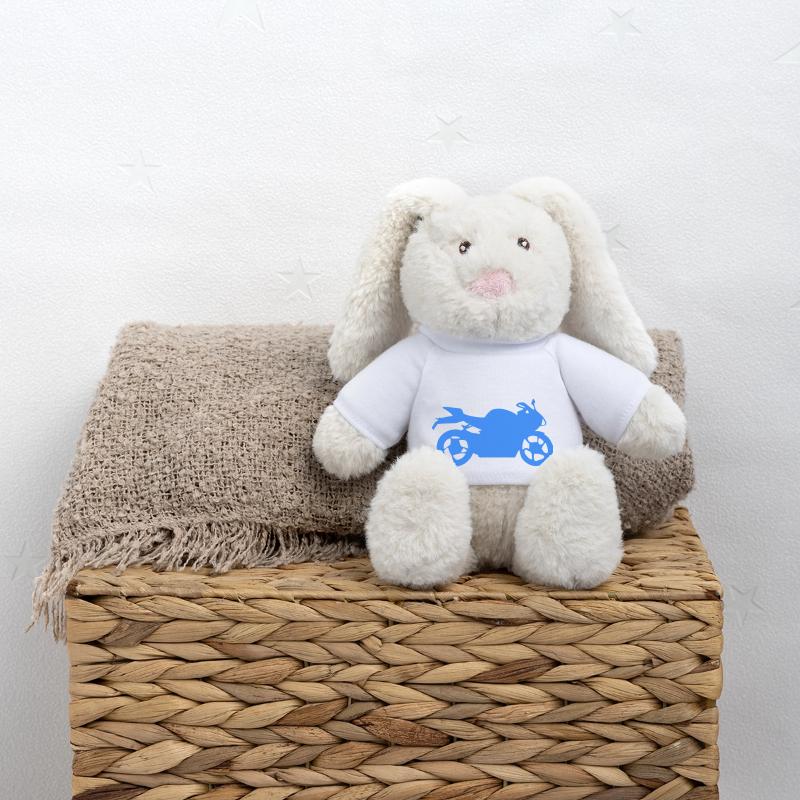 Silhouette de moto Lapin en peluche recyclé MiniFeet® Crème