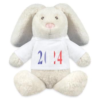 2024 Bleu Blanc Rouge - Lapin en peluche recyclé MiniFeet® Crème - blanc - Devant