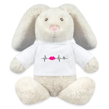 Pink Heartbeat Lips - Geschenkidee - MiniFeet® RecycelHase® Creme - Weiß - Vorne