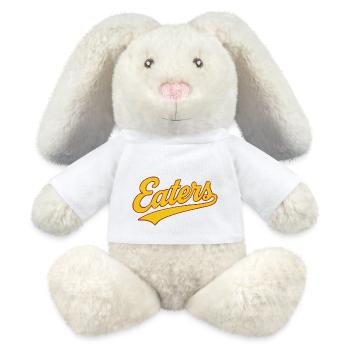 Eaters (fließende Vintage-Baseball-Typografie) - MiniFeet® RecycelHase® Creme - Weiß - Vorne