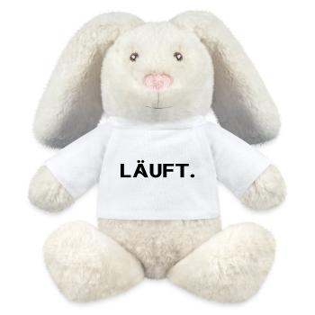 Läuft. Minimal Statement Spruch Trend Social - MiniFeet® RecycelHase® Creme - Weiß - Vorne