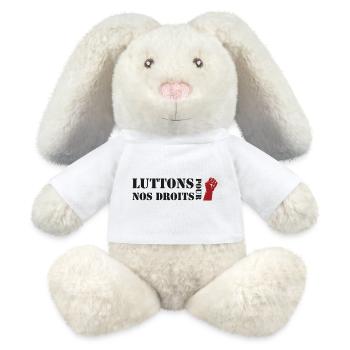 Luttons pour nos Droits ! - Lapin en peluche recyclé MiniFeet® Crème - blanc - Devant