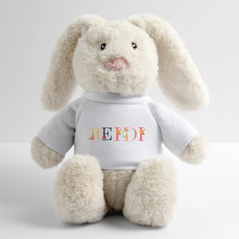 Nom HEIDI décoré de fleurs Lapin en peluche recyclé MiniFeet® Crème