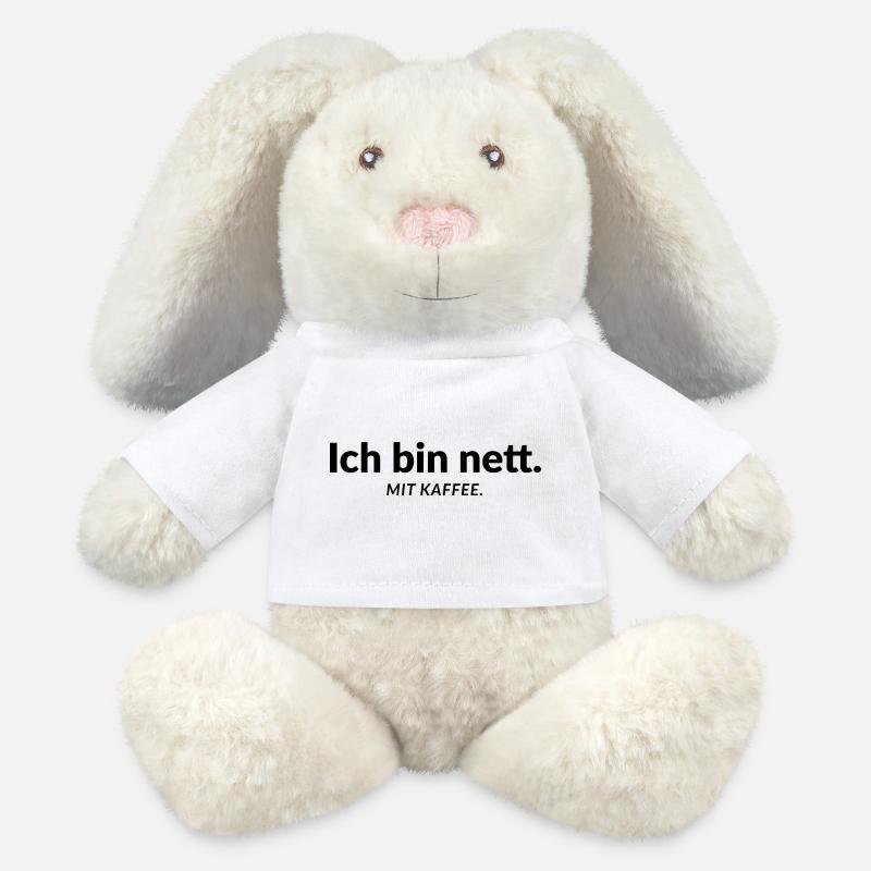 Ich bin nett. Mit Kaffee. – Büro Humor - MiniFeet® RecycelHase® Creme - Weiß