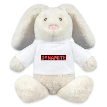 Dynamitisches rotes Grunge-Poster - MiniFeet® RecycelHase® Creme - Weiß - Vorne
