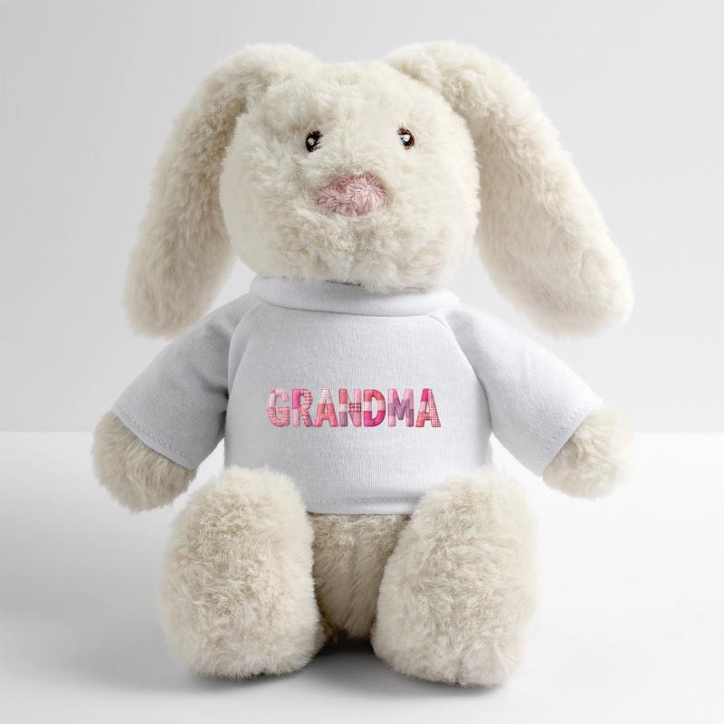 Grandmother Pink Plaid Letters Patchwork MiniFeet® RecycelHase® Bunny Cream