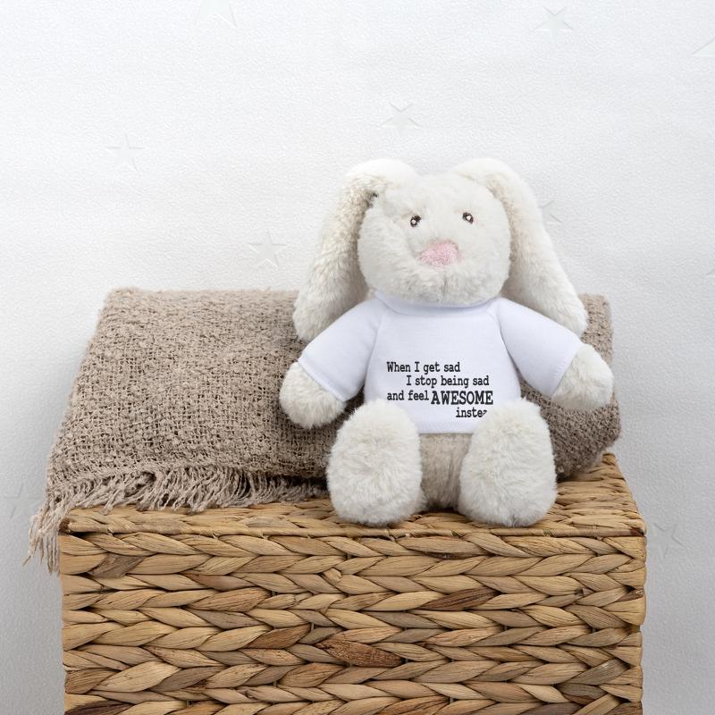 when i feel sad Lapin en peluche recyclé MiniFeet® Crème