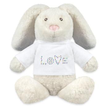 love. - Lapin en peluche recyclé MiniFeet® Crème - blanc - Devant