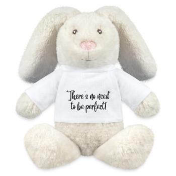 There's no need to be perfect! (black text) - MiniFeet® RecycelHase® Bunny Cream - white - Front