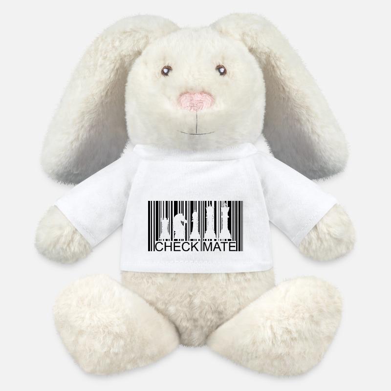 Pièces d’échecs à code-barres - Lapin en peluche recyclé MiniFeet® Crème - blanc