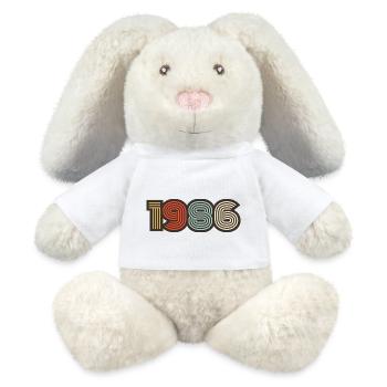 1986 rétro vintage - Lapin en peluche recyclé MiniFeet® Crème - blanc - Devant