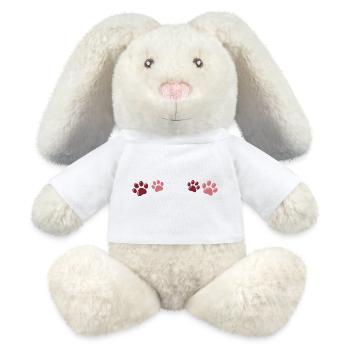 Empreintes de patte rouge bicolores - Lapin en peluche recyclé MiniFeet® Crème - blanc - Devant
