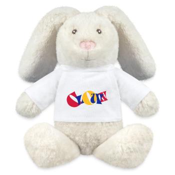 Clown Lettres colorées Texte Logo Drôle Drôle - Lapin en peluche recyclé MiniFeet® Crème - blanc - Devant
