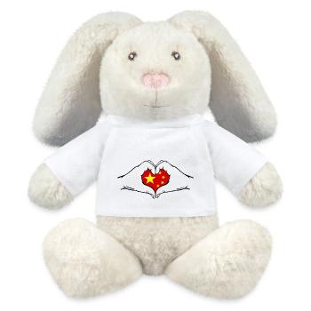 Chine Forme de coeur avec les mains - Lapin en peluche recyclé MiniFeet® Crème - blanc - Devant