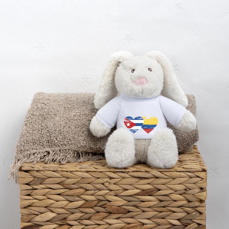Cuba Colombie Drapeau Coeur Utilisé Lapin en peluche recyclé MiniFeet® Crème