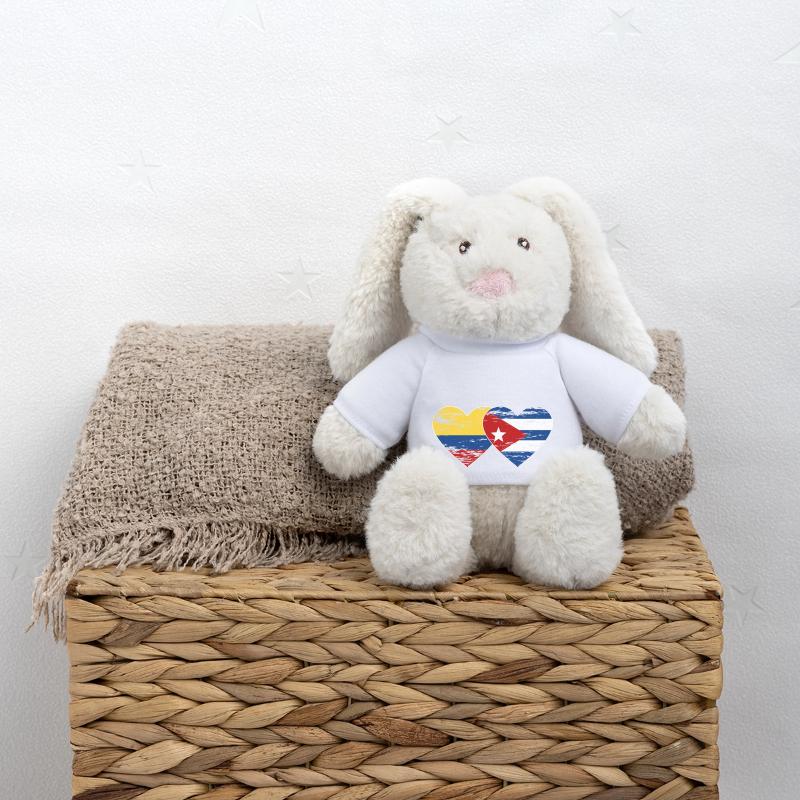 Colombie Cuba Drapeau Coeur utilisé Lapin en peluche recyclé MiniFeet® Crème
