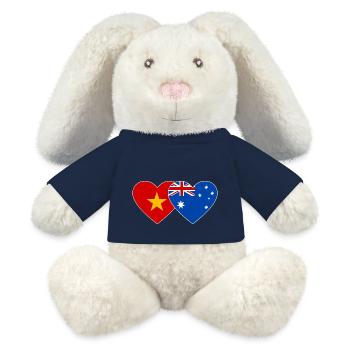 Vietnam Australie Drapeau Coeur - Lapin en peluche recyclé MiniFeet® Crème - bleu marine - Devant