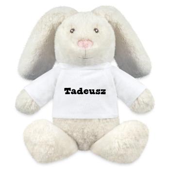 Don du prénom Tadeusz - Lapin en peluche recyclé MiniFeet® Crème - blanc - Devant