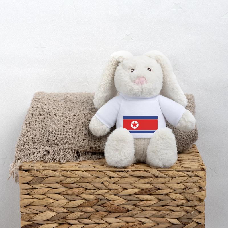 Drapeau national de la Corée du Nord Lapin en peluche recyclé MiniFeet® Crème