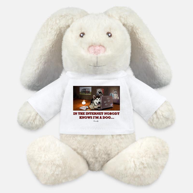 Im Internet weiß niemand, dass ich ein Malamute bin ... - MiniFeet® RecycelHase® Creme - Weiß