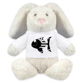 Bretagne Poisson - Lapin en peluche recyclé MiniFeet® Crème - blanc - Devant