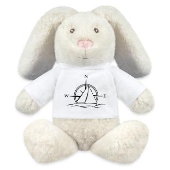 Voilier avec rose des vents noir neutre - Lapin en peluche recyclé MiniFeet® Crème - blanc - Devant