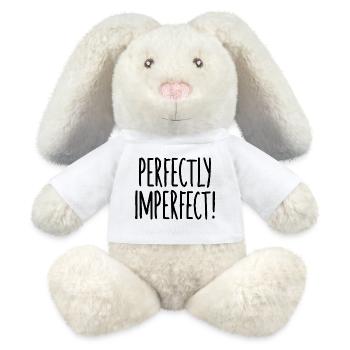 Drôle de dicton parfaitement imparfait - Lapin en peluche recyclé MiniFeet® Crème - blanc - Devant