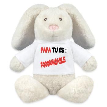 Papa tu es formidable - Lapin en peluche recyclé MiniFeet® Crème - blanc - Devant