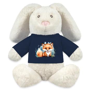 Niedlicher kleiner Fuchs - Aquarellmotiv - MiniFeet® RecycelHase® Creme - French Navy - Vorne