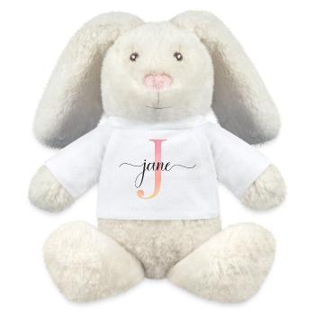 J | Monogram | Name | Jane |Watercolor - MiniFeet® RecycelHase® Bunny Cream - white - Front