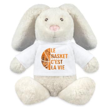 Le Basket c'est la vie Cadeau Basketball Homme Fem - Lapin en peluche recyclé MiniFeet® Crème - blanc - Devant