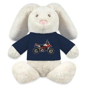 Superbike // Illustration - Lapin en peluche recyclé MiniFeet® Crème - bleu marine - Devant