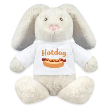 Hotdog Liebe in Schwarz-Weiß Look - MiniFeet® RecycelHase® Creme - Weiß - Vorne