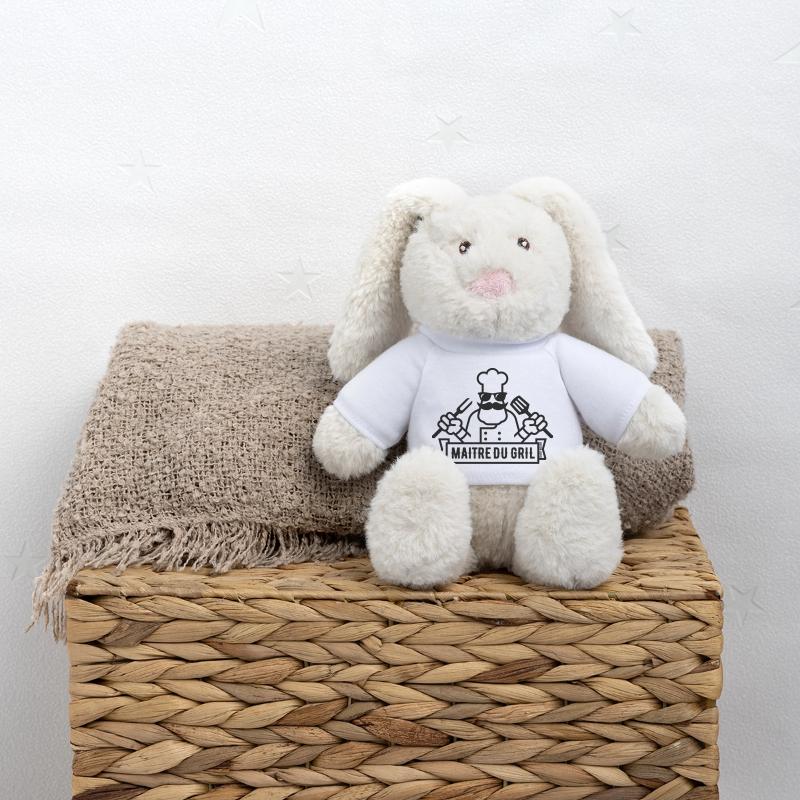 Maître Du Gril (Griller / Barbecue / BBQ / 1C) Lapin en peluche recyclé MiniFeet® Crème