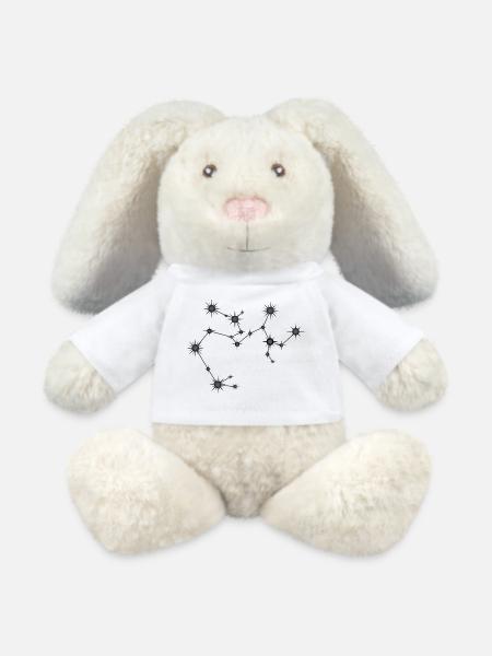 Sagittaire Constellation d’étoiles Zodiaque Noir et gris - Lapin en peluche recyclé MiniFeet® Crème - blanc