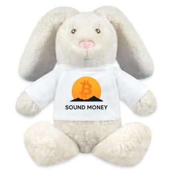 Bitcoin Sunset Mountain - Lapin en peluche recyclé MiniFeet® Crème - blanc - Devant