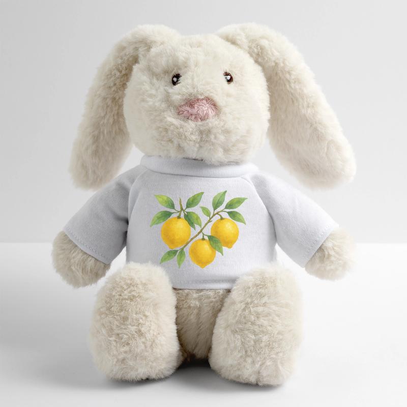 Branche de citron aquarelle design Lapin en peluche recyclé MiniFeet® Crème