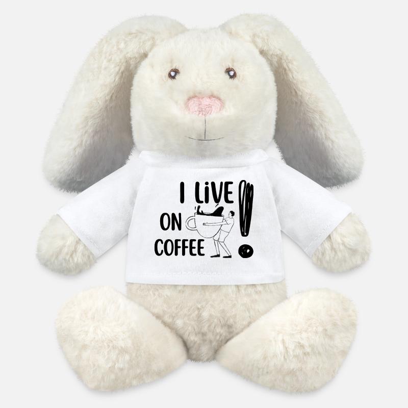 I live on Coffee - MiniFeet® RecycelHase® Bunny Cream - white